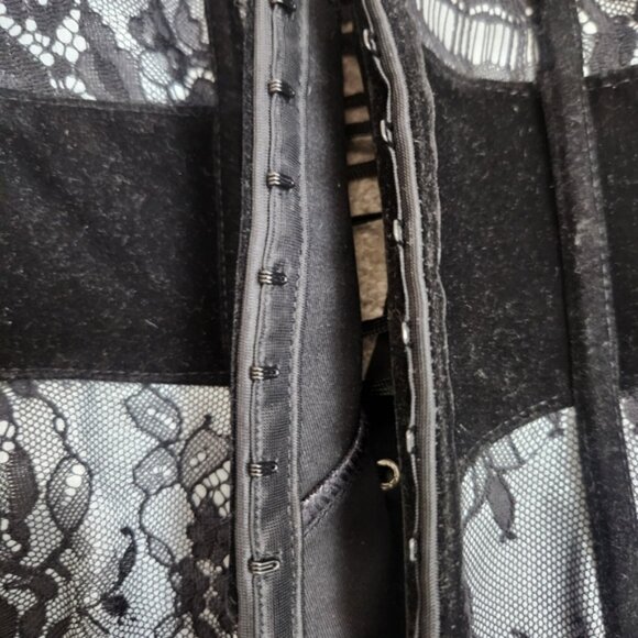 Coquette Corset Top Black Grey Pace Size Small Renaissance Castlecore Fairytale - Picture 9 of 13